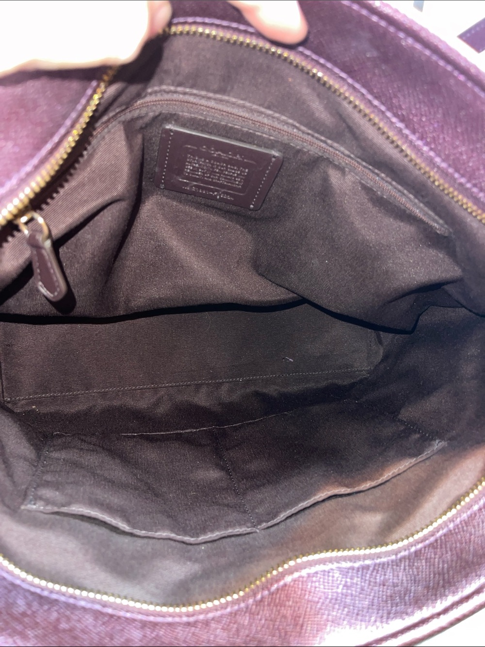 Coach G1891-F16224 City Tote Metallic Leather Purple - Picture 11 of 12